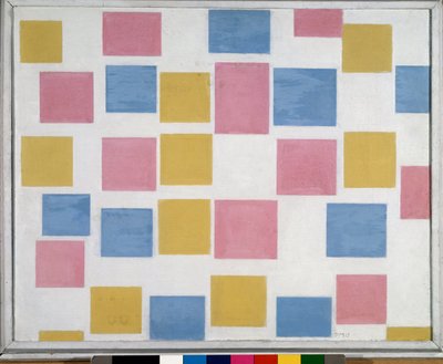 Compositie met kleuren door Piet Mondrian